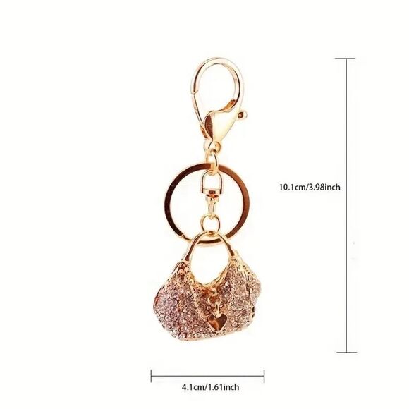 Alloy Rhinestone Ladies Heart Shape Handbag Keychain Pendant - Picture 4 of 5